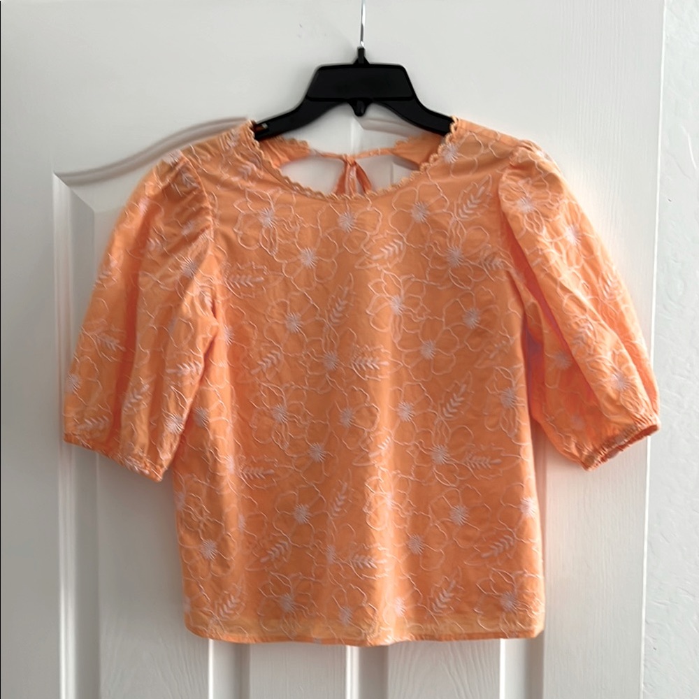 Ann Taylor Loft Peach & White Top Small